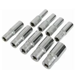 Silverline Jeu De 9 Douilles Profondes Carré 3/8". De 8 à 19 Mm