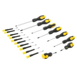 Silverline Ensemble De 18 Tournevis à Manche Caoutchouté Avec Support -Synthèse D'outils Boutique Ensemble de 18 tournevis a manche caoutchoute Silverline 1