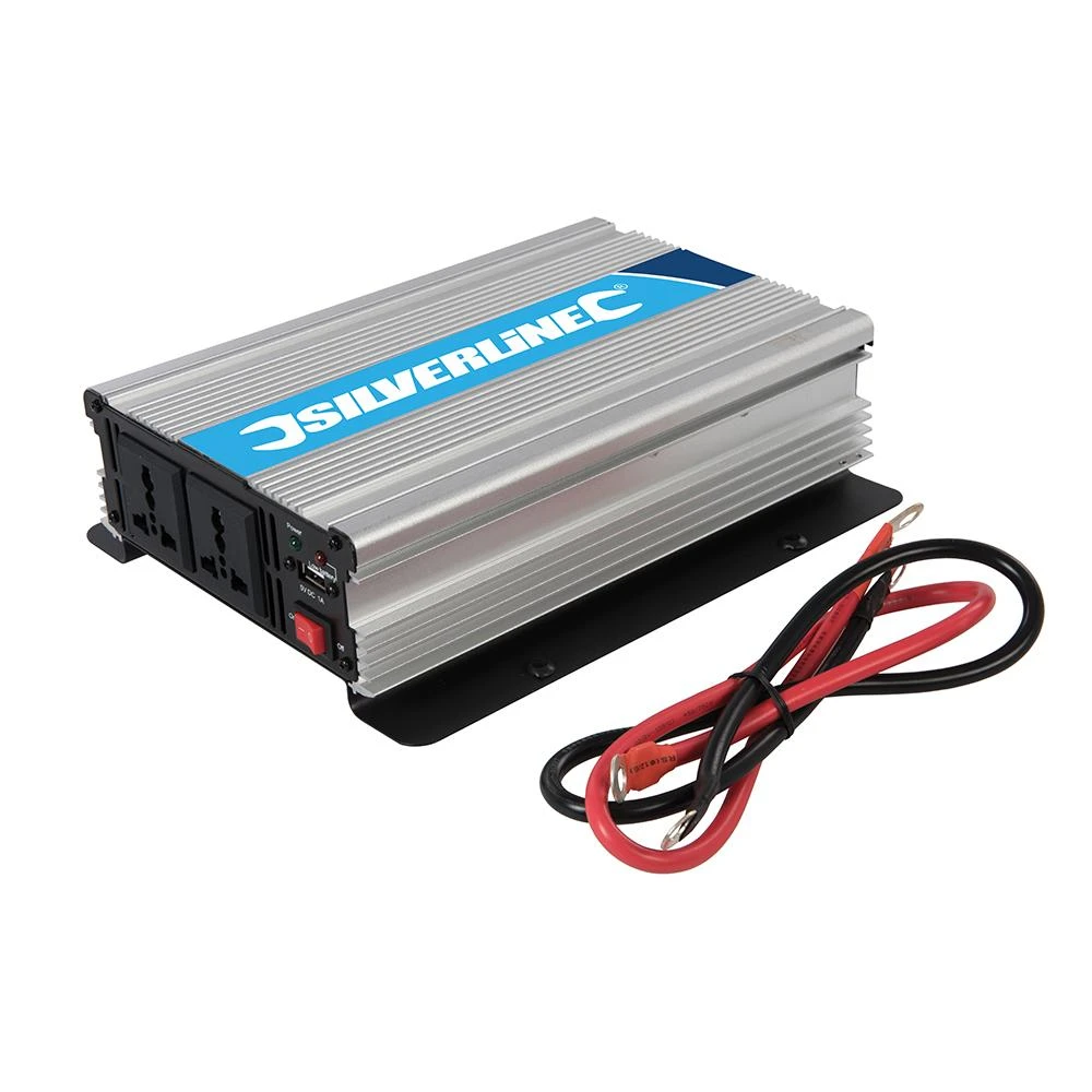 Silverline Onduleur 12 V 1000 W Avec 2 Prises Pour Batterie Automobile 1 Silverline Onduleur 12 V 1000 W Avec 2 Prises Pour Batterie Automobile